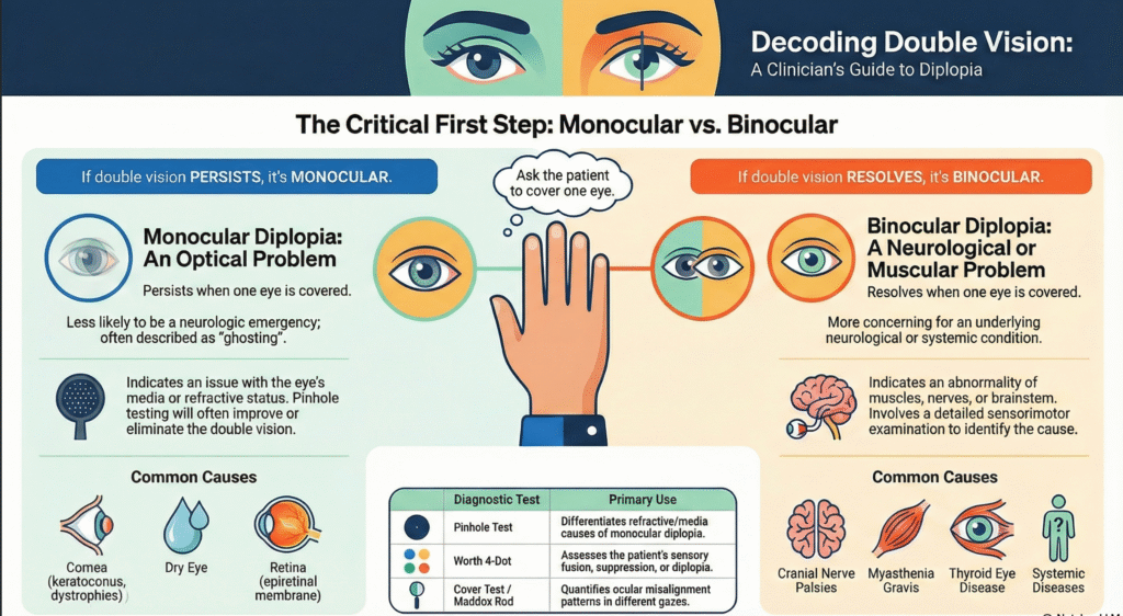 Monocular vs Binocular Diplopia: