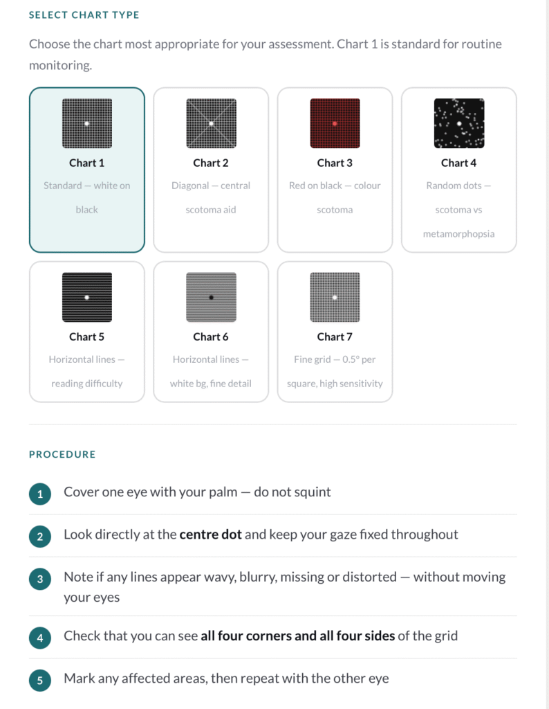 Amsler grid eye test Printable and Online