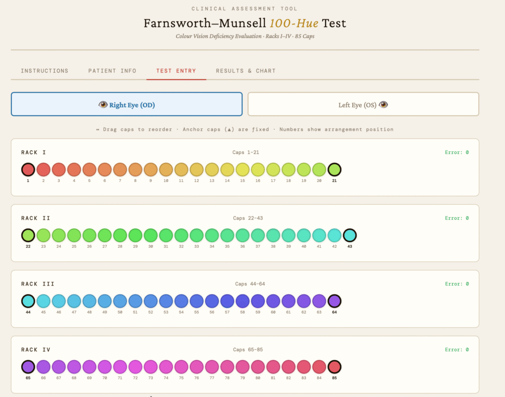 Farnsworth–Munsell 100 Hue Test Online